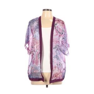 Dillard's Investments Petites Abstract Print Chiffon Kimono Cardigan Medium PM